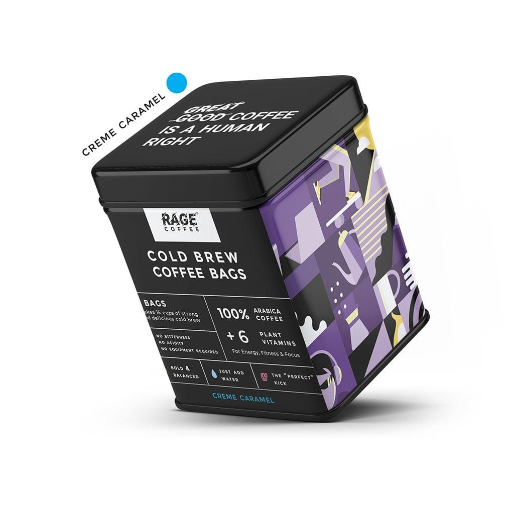 Rage Coffee - Cold Brew Coffee Bags Creame Caramel Flavour Pack | 100% Arabica Coffee Beans | Coorg Coffee | Coffee Brew Bags For Bold And Balanced Taste