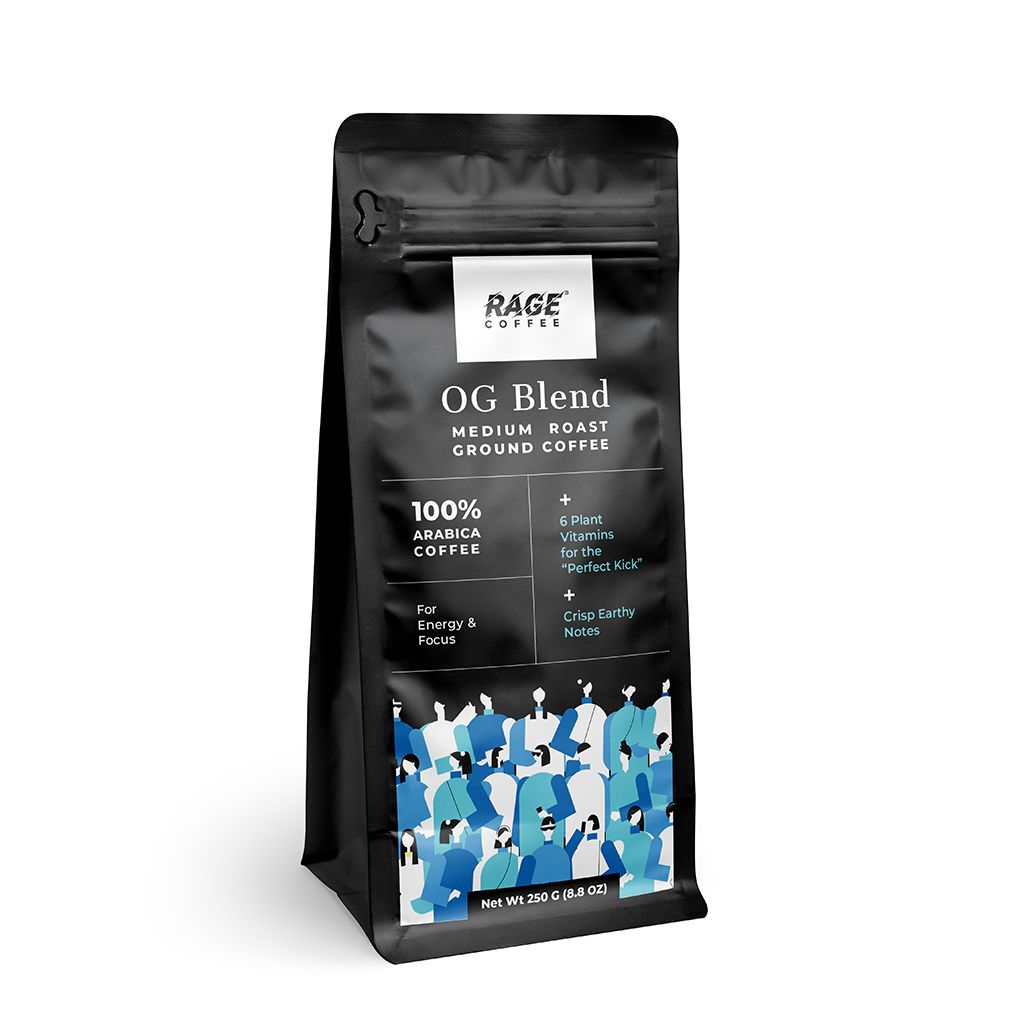 Rage Coffee OG Blend Freshly Roasted & Ground Coffee Powder - 100% Arabica Beans Blend of Ethiopian & Coorg Coffee, 250 Gms