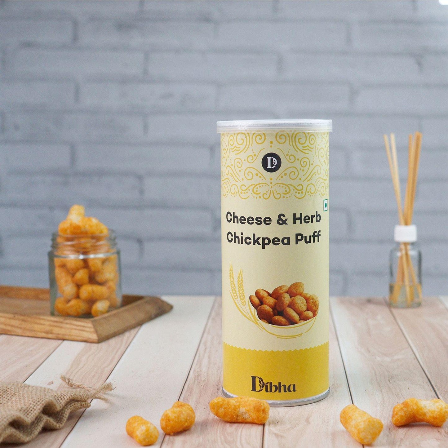 DIBHA - HONEST SNACKING Cheese & Herb Chickpea Puff 55(Tasty Healthy Snack with 100% Protein, 100% Vegetarian, No Trans Fat)