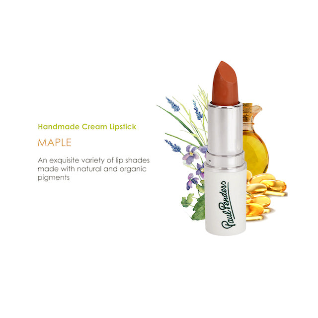 Paul Penders Hand Made Natural Cream Lipstick For A Natural Look | Moisture Rich Colour - Maple 4g