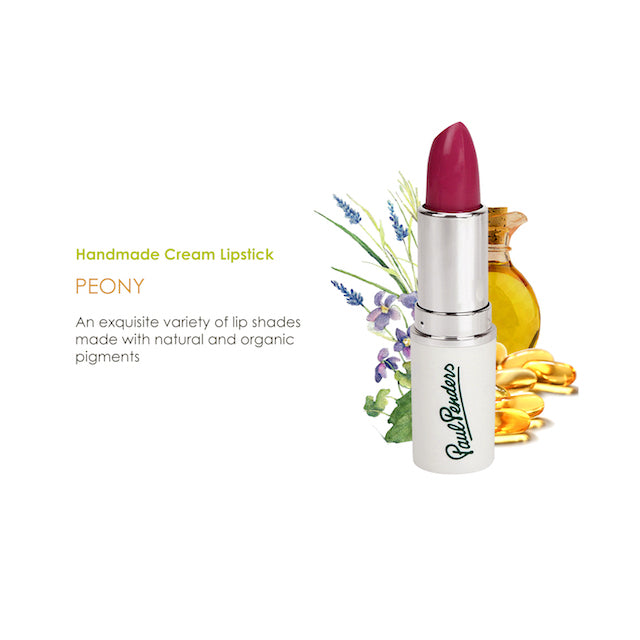 Paul Penders Hand Made Natural Cream Lipstick For A Natural Look | Moisture Rich Colour - Peony 4g