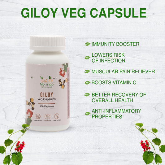 Daivik Moringa Giloy Veg Capsules | 100% Natural | Immunity Booster | 100 Caps Each