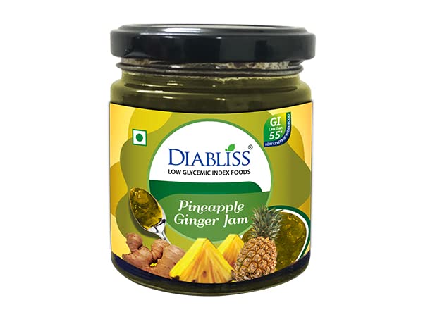 DiaBliss Diabetic Friendly Pineapple Ginger Jam Low Glycemic Index(GI) Sugar Free Alternative - (225g)