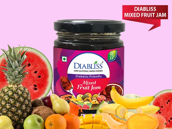 DiaBliss Diabetic Friendly Mixed Fruit Jam Low Glycemic Index(GI) Sugar Free Alternative - (225g)
