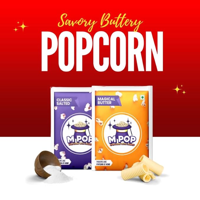 M POP Combo of Magical Butter & Salted Instant Popcorn with Magic | Theatre Like Popcorn at Home