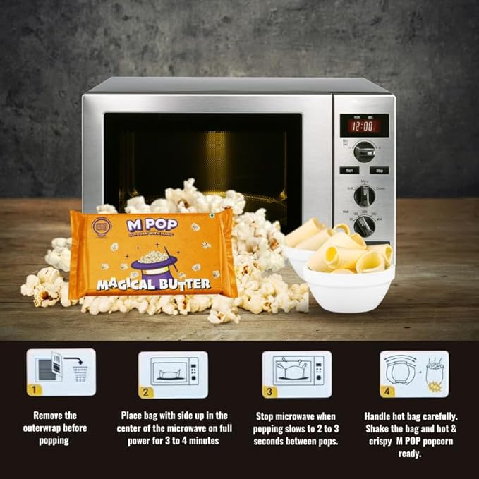 M POP Magical Butter - Microwave Popcorn Instant Popcorn with Magic | Theatre Like Popcorn at Home 95g