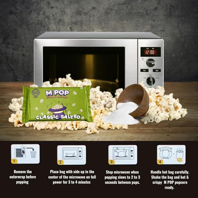 M POP Classic Salted - Microwave Popcorn Instant Popcorn with Magic | Theatre Like Popcorn at Home