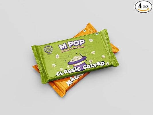 M POP Combo of Magical Butter & Classic Salted Microwave Popcorn Instant Popcorn with Magic | Theatre Like Popcorn at Home (Pack of 4, 2 Pieces each)