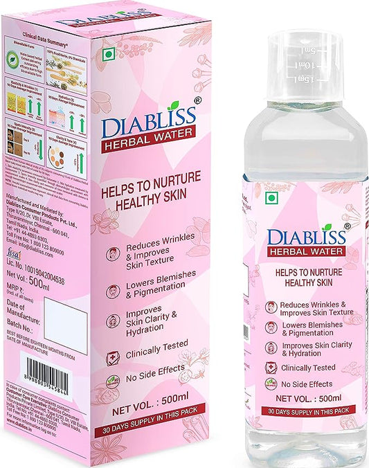 Diabliss Herbal Water for Skin Care, Clinically Tested to Deliver Anti Ageing Benefits, Improves Skin Hydration, Glow, Pigmentation and Spot Reduction