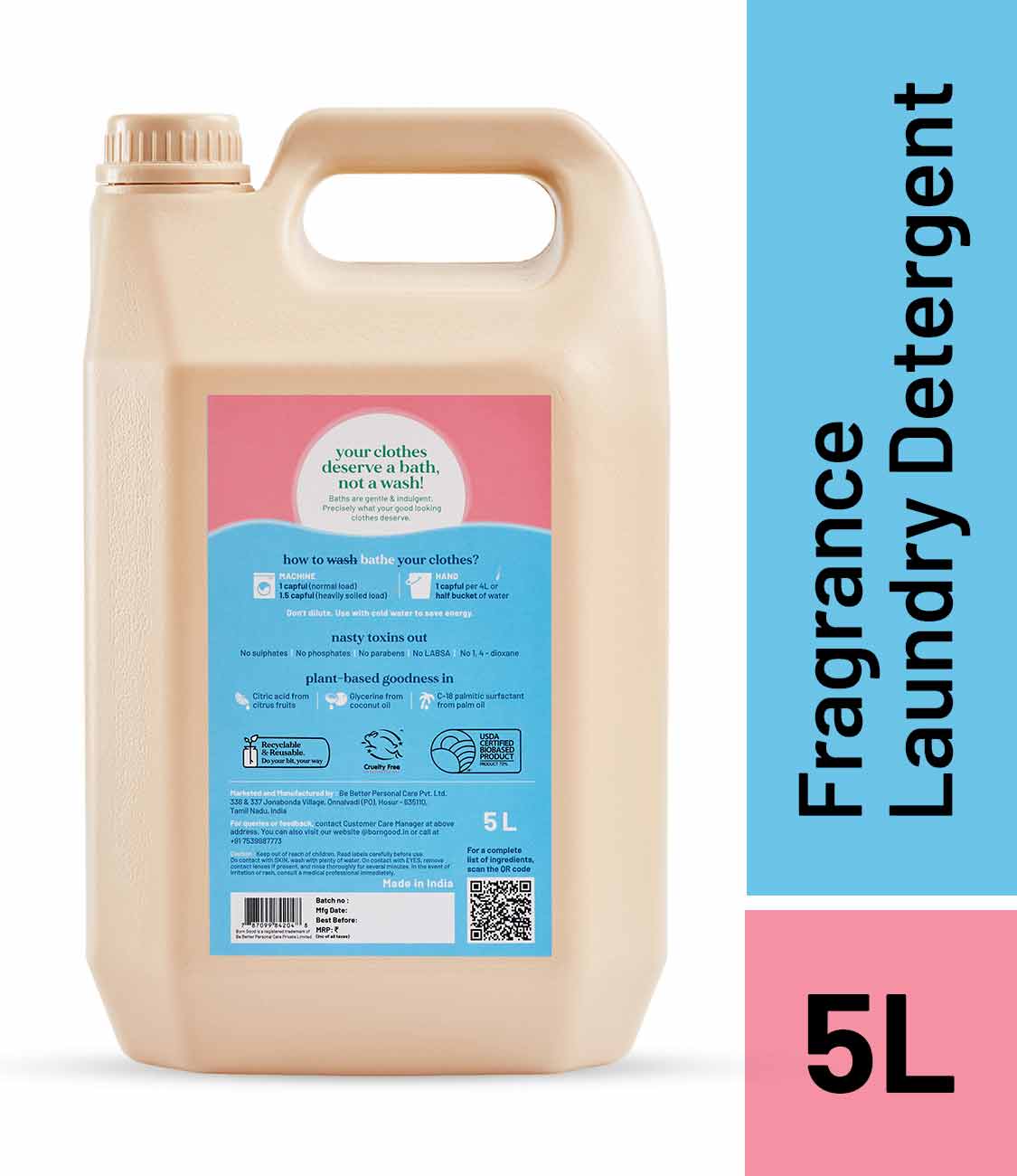 Born Good Plant-based Fragrance Laundry Detergent (Brazilian Rosewood) - 5 L Can