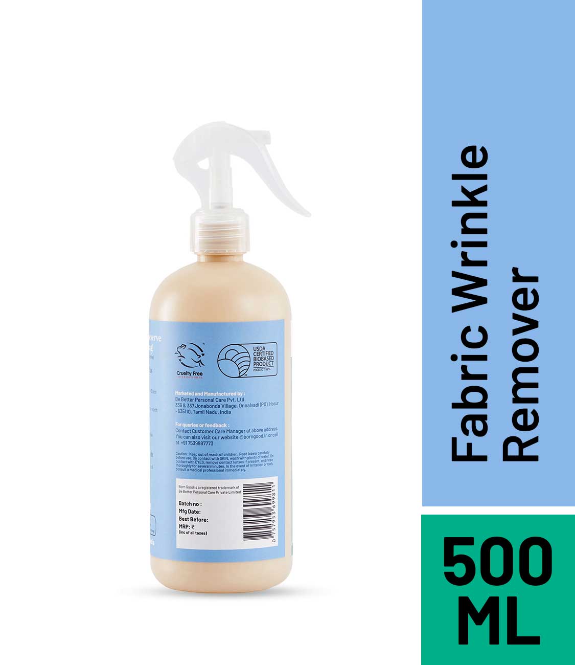 Born Good Plant based Fabric Wrinkle Remover 500 ml Bottle