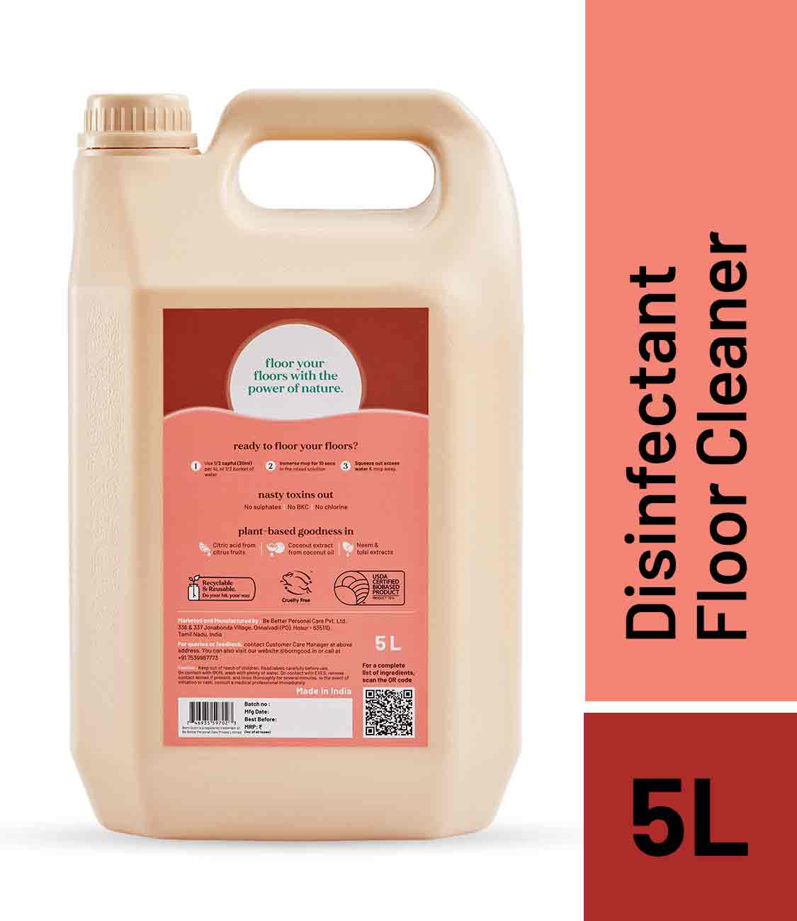 Born Good Plant-based Disinfectant Floor Cleaner - 5 L Can