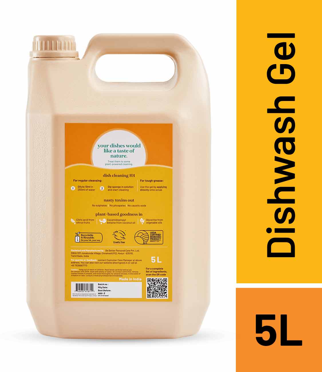 Born Good Plant-based Dishwash Gel -  5 L Can