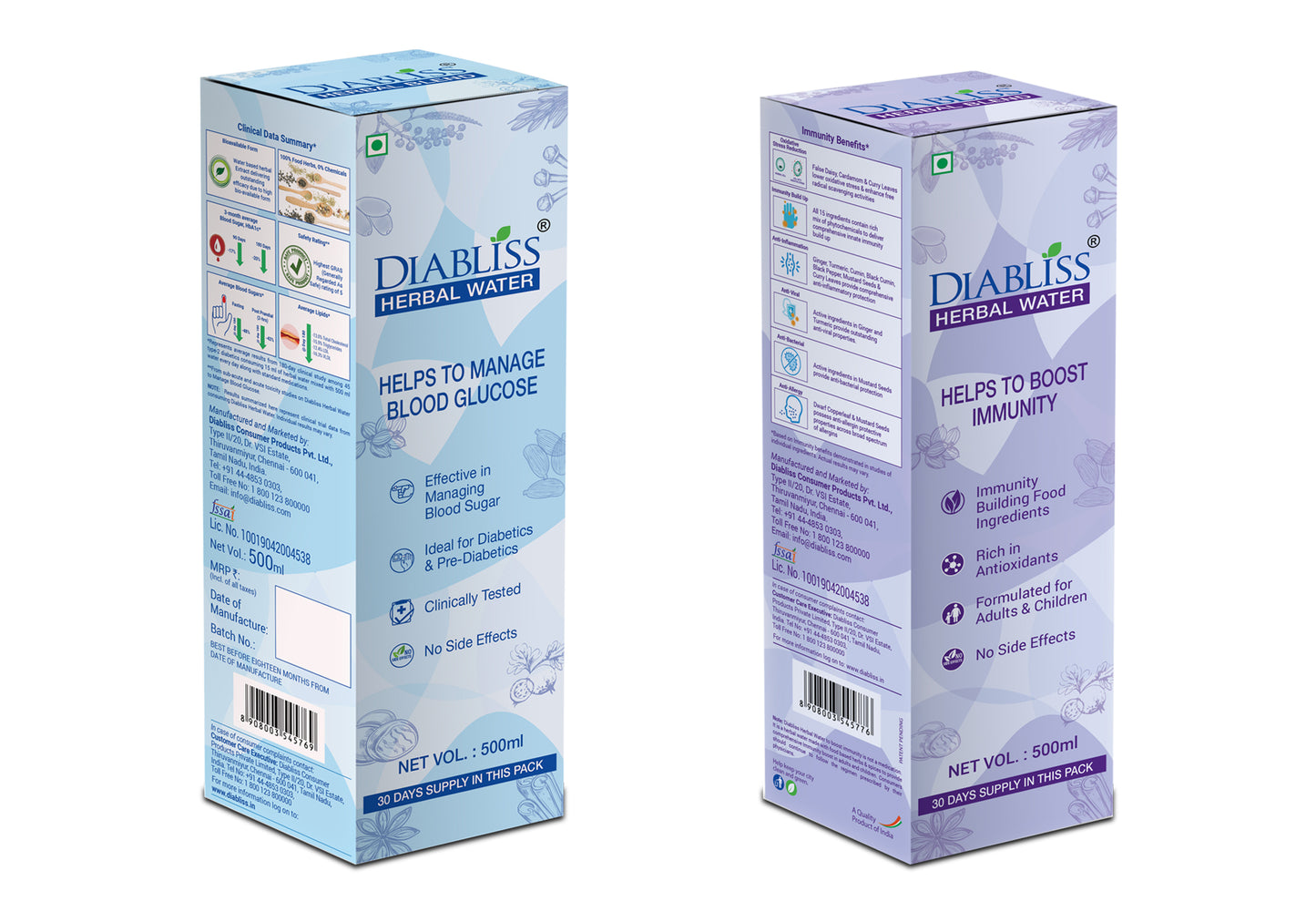Diabliss Herbal Water for Blood Glucose Management & Immunity Boost Combo Pack