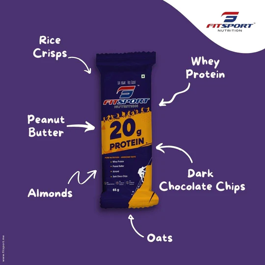 FitSport 20g Protein - Whey Protein, Peanut Butter, Dark Choco Chips