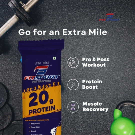 FitSport 20g Protein - Whey Protein, Peanut Butter, Dark Choco Chips