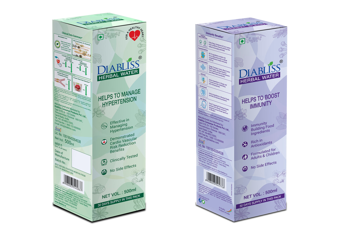 Diabliss Herbal Water for Hypertension Management & Immunity Boost Combo Pack