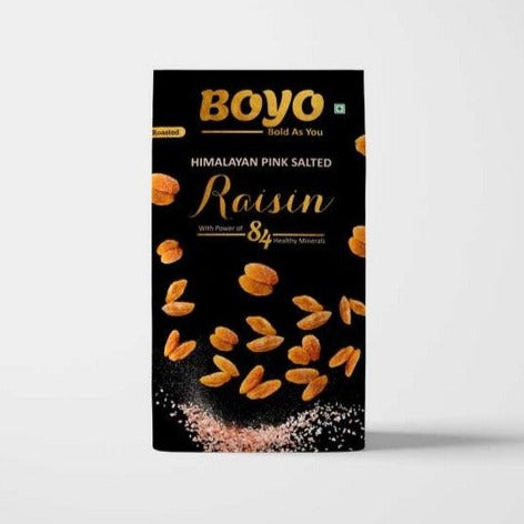 THE BOYO Salted Raisin - Himalayan Pink Salt Fried with Light Salt 250g Long and Golden Kismish Gluten Free, MSG Free, Antioxidant Rich, Calcium, Low Cholesterol, High Protein, Immunity Booster