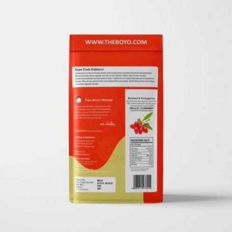 THE BOYO Dried Whole Gojiberry Vegan Free and Gluten Free Unsulphured, Unsweetened and Naturally Dehydrated Fruit, 200g