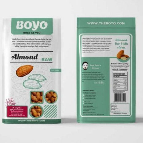 THE BOYO 100% Natural California Almonds 250g Badam, High Protein Snack, Vegan and Gluten Free Dry Fruit for Morning Consumption, Crunchy