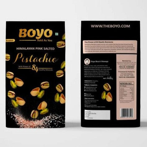 THE BOYO Roasted Pistachio Himalayan Pink Salted - Dry Roasted, Non Fried, Oil Free, Crunchy Healthy Snack, 200g