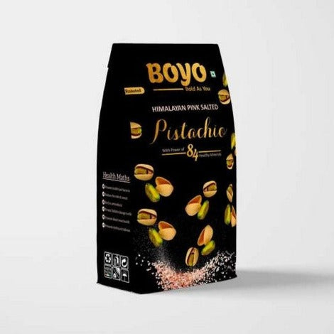 THE BOYO Roasted Pistachio Himalayan Pink Salted - Dry Roasted, Non Fried, Oil Free, Crunchy Healthy Snack, 200g