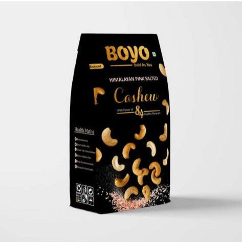 THE BOYO Roasted Cashew Nuts 200g Himalayan Pink Salted and Crunchy Kaju, Healthy Snacks, Low Sodium, No Oil, Roasted by Dry Roasting Technique, Gluten Free Snacks