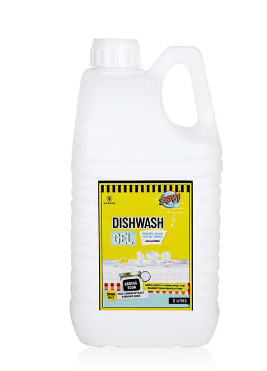 SOVI Dishwash Liquid, Removes Tough Grease & Odour, No Harmful Residue, Antibacterial, Child Safe, Pet Safe, with Baking Soda, Salt & Lemon Extract, Lemon Juicy