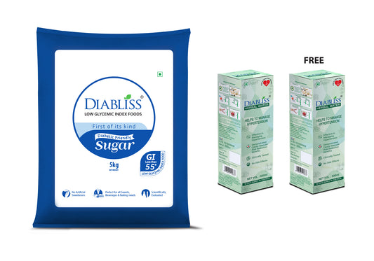 Diabliss Diabetic Friendly Sugar 5 kg Bag - Herbal Water for Hypertension Management 500ml Bottle pack of 2