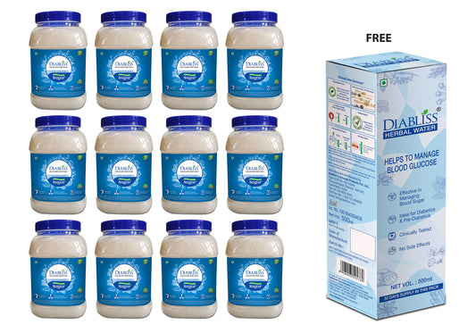 Diabliss Diabetic Friendly Sugar 1kg Jar pack of 12 & Get Herbal Water for Blood Glucose Management Free