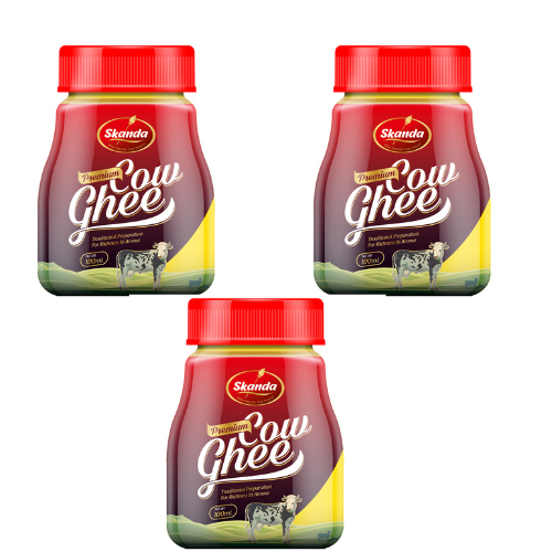 Skanda Premium Desi Cow Ghee 100ML Jar pack of 3| Fresh Curd-Churned | Rich in Healthy Fats | Made with Traditional Bilona Method | Pure & Authentic Cow Ghee