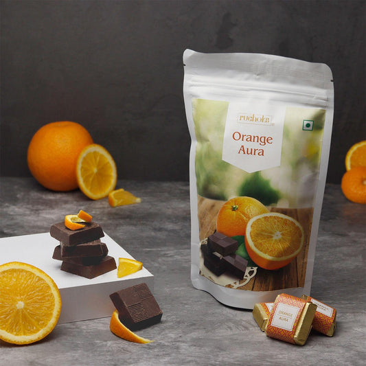 DIBHA RUCHOKS - Orange Aura Premium Chocolate 250g (Premium Chocolate, Exotic Artisanal Chocolate)