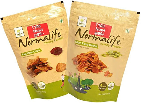 Supreem Super Foods Normalife Gluten Free Indian Fava Beans + Ragi Millet Chips