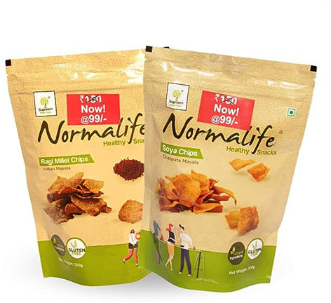 Supreem Super Foods Normalife Gluten Free Ragi Millet Chips + SOYA Chips