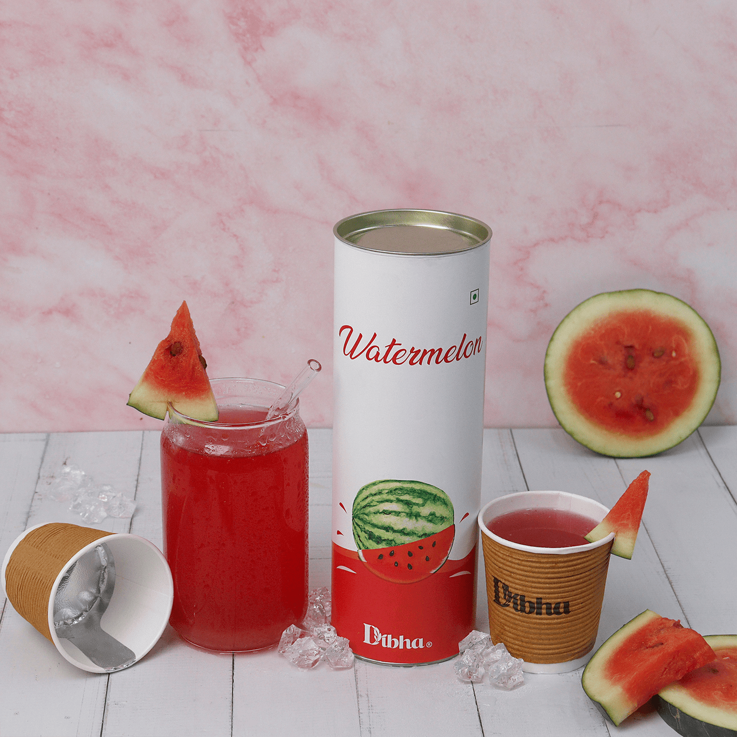DIBHA - HONEST SNACKING Watermelon Instant Drink Premix - Fruit Power, 100% Natural, 140g (7 Instant Premix Cups Each Packs)