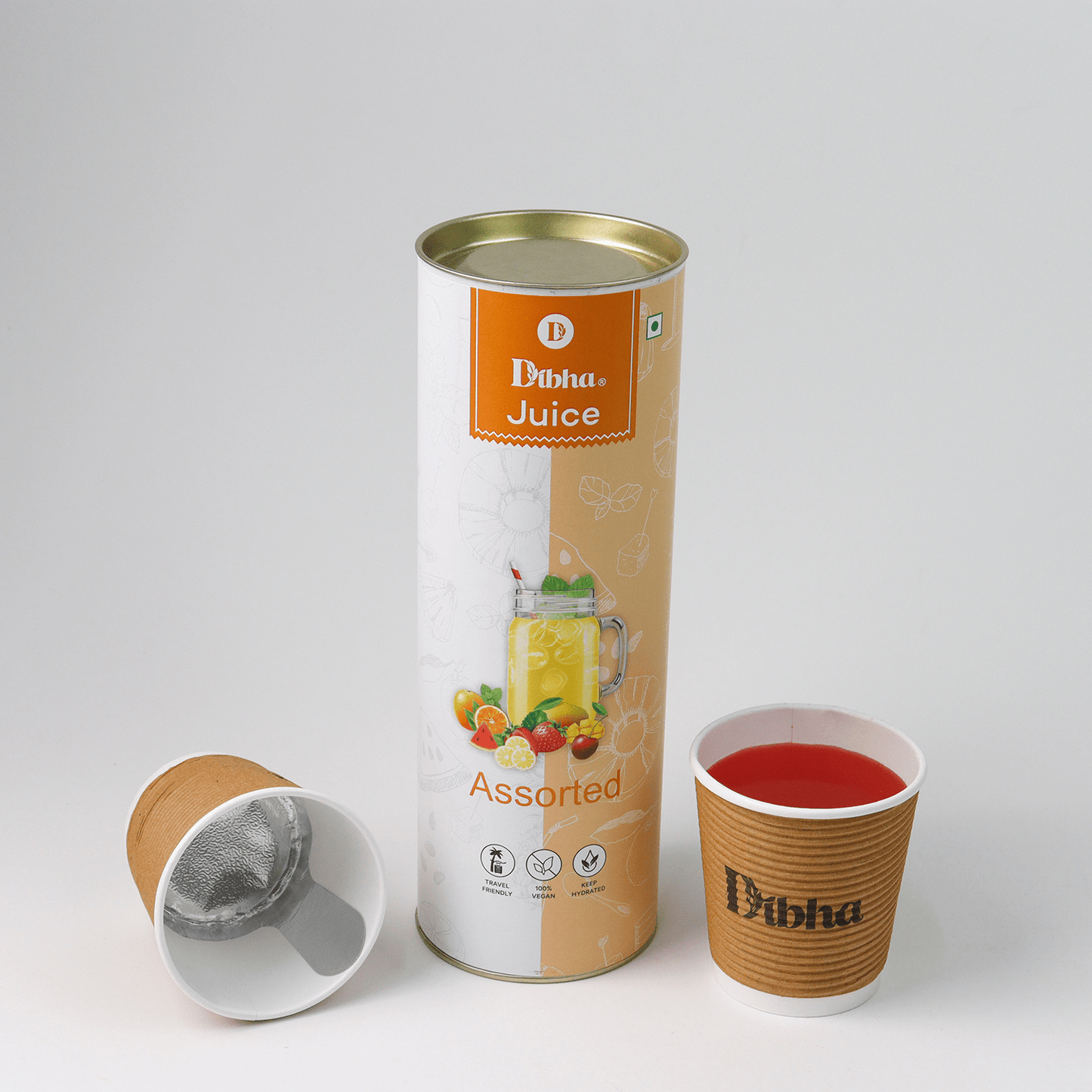 DIBHA - HONEST SNACKING Assorted Instant Drink Premix - Fruit Power, 100% Natural, 140g (7 Instant Premix Cups Each Packs)