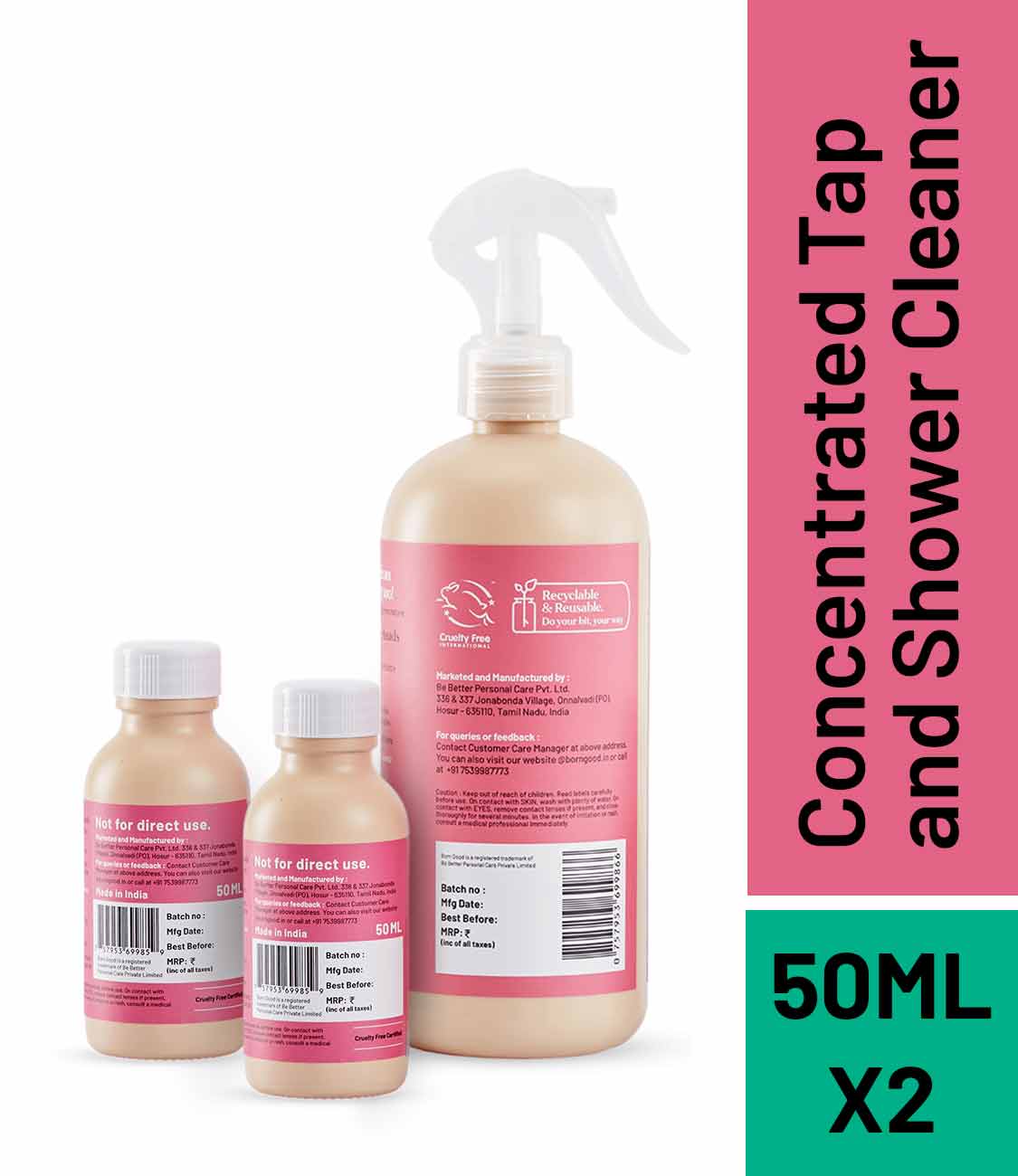 Born Good Plant-based Tap & Shower Cleaner Concentrate Kit (Makes 1 L)