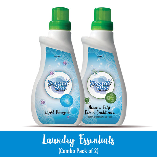 Tropical Dew Neem & Tulsi Fabric Conditioner and Liquid Detergent Combo Pack of 2 - 450ml each