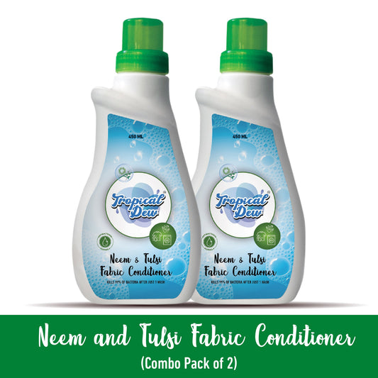 Tropical Dew Neem and Tulsi Fabric Conditioner and Softener-Kills 99% Bacteria - Combo pack of 2 each 450ml