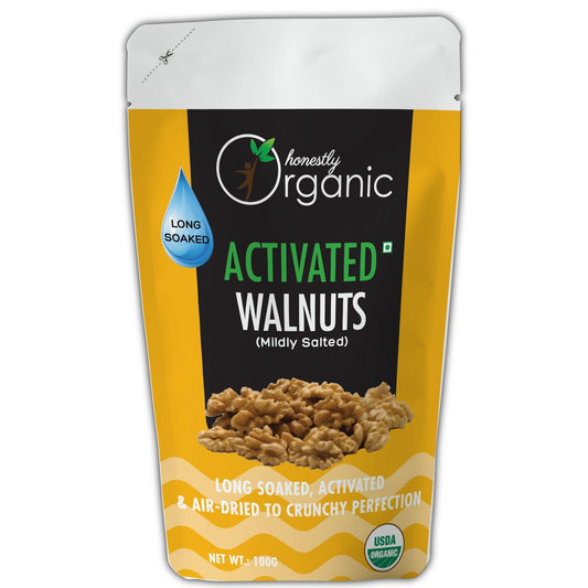 D-Alive Activated Organic Walnuts - Mildly Salted (USDA Organic, Long Soaked & Air Dried to Crunchy Perfection) - 100g