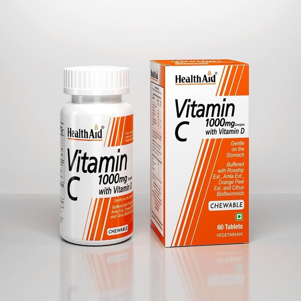 HealthAid - Vitamin C 1000mg (Chewable) (Orange Flavour)-60 Tablets