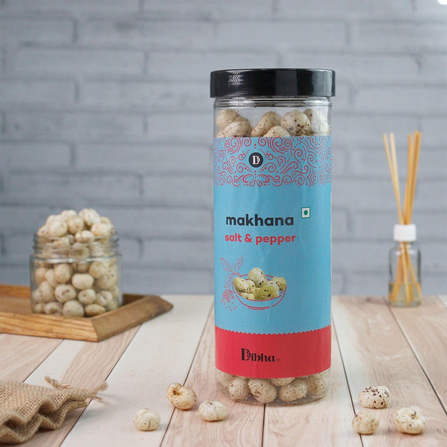 DIBHA - HONEST SNACKING Salt & Pepper Makhana 100g (Munchy Snack, Healthy, Lunch Box Snack) All Natural Fox Nuts (Phool Makhana) Lotus Seed Pop/Gorgon Nut Puffed Kernels