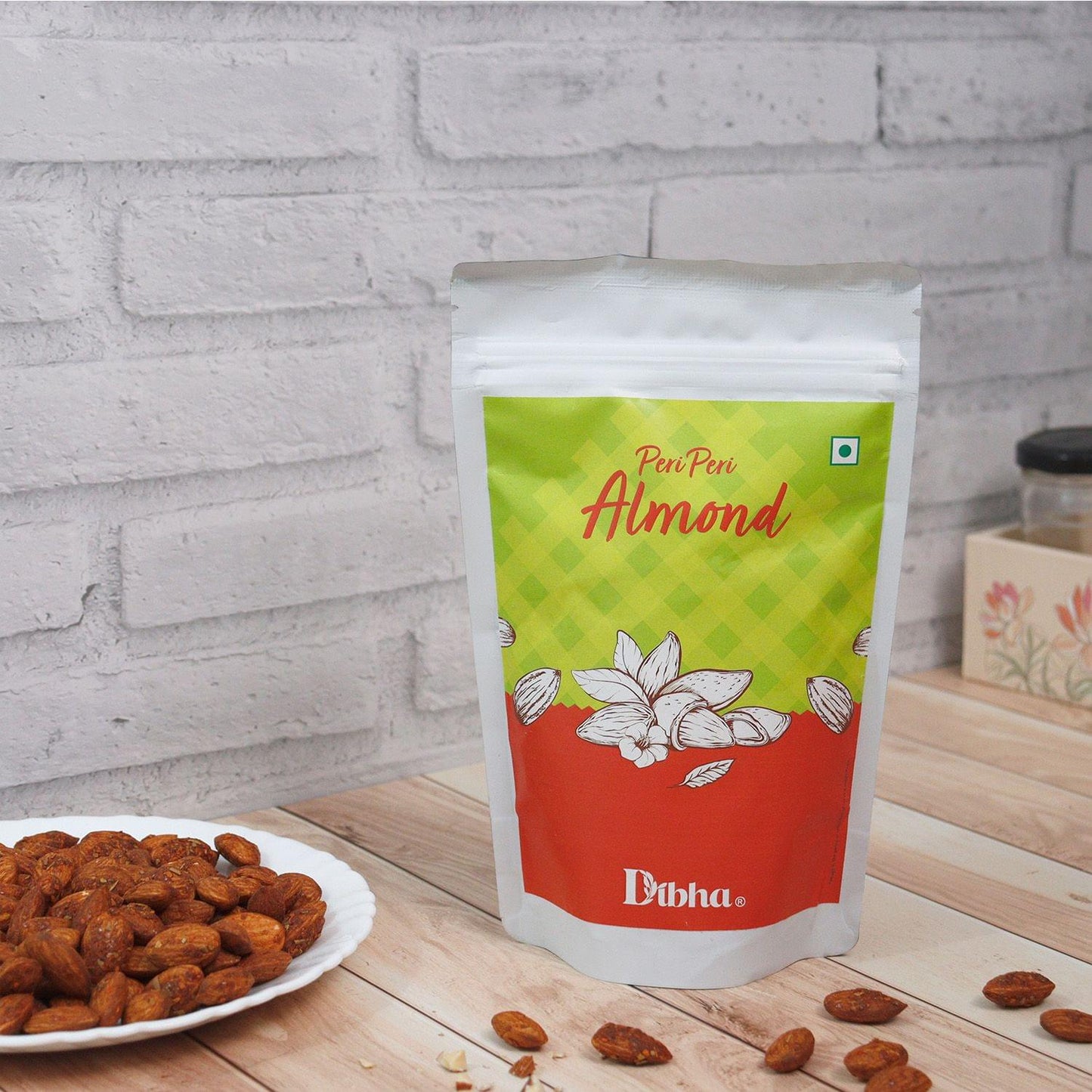 DIBHA - HONEST SNACKING Peri Peri Almonds 200g (Snacking, Healthy, Gluten-Free, Vegan, Dry Fruit, High in Protien & Fiber Snack and Super Healthy For taste, fitness and Immunity Tasty Dry Fruits)