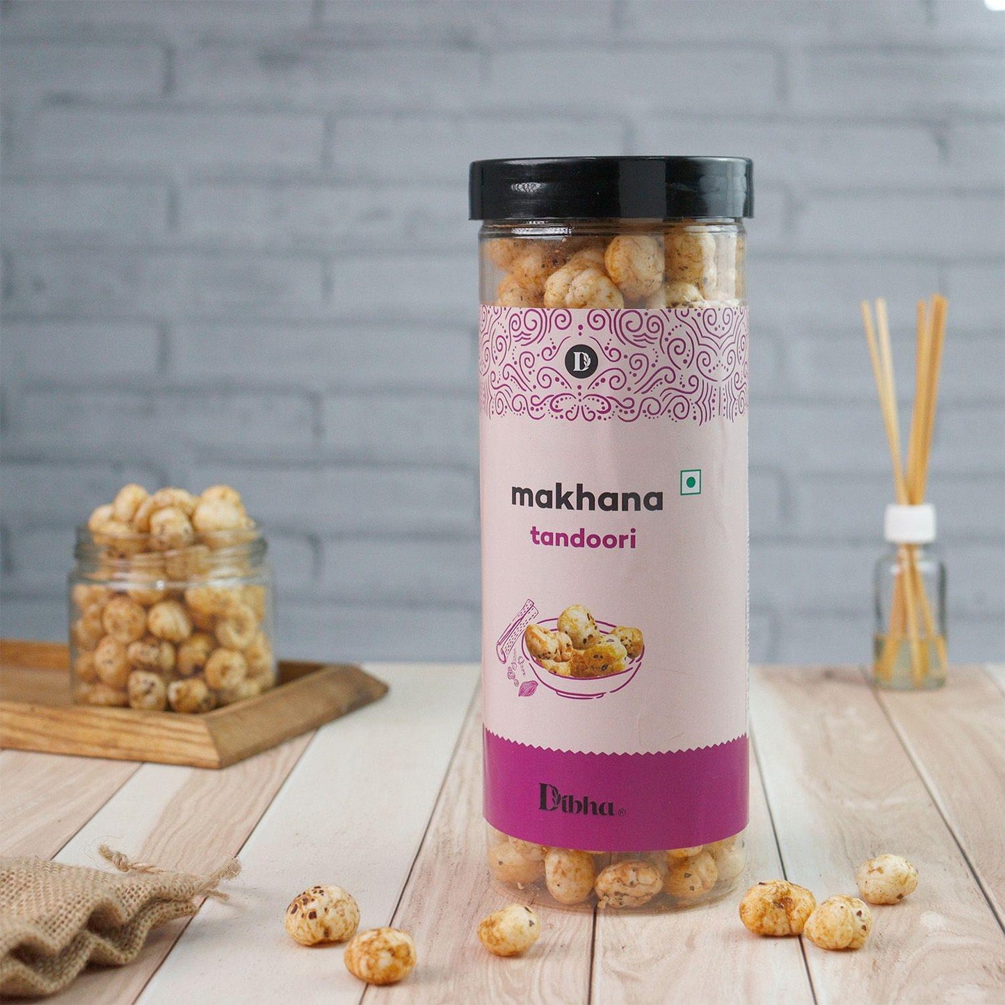 DIBHA - HONEST SNACKING Tandoori Makhana 100g (Munchy Evening Snack) All Natural Fox Nuts (Phool Makhana) Lotus Seed Pop/Gorgon Nut Puffed Kernels
