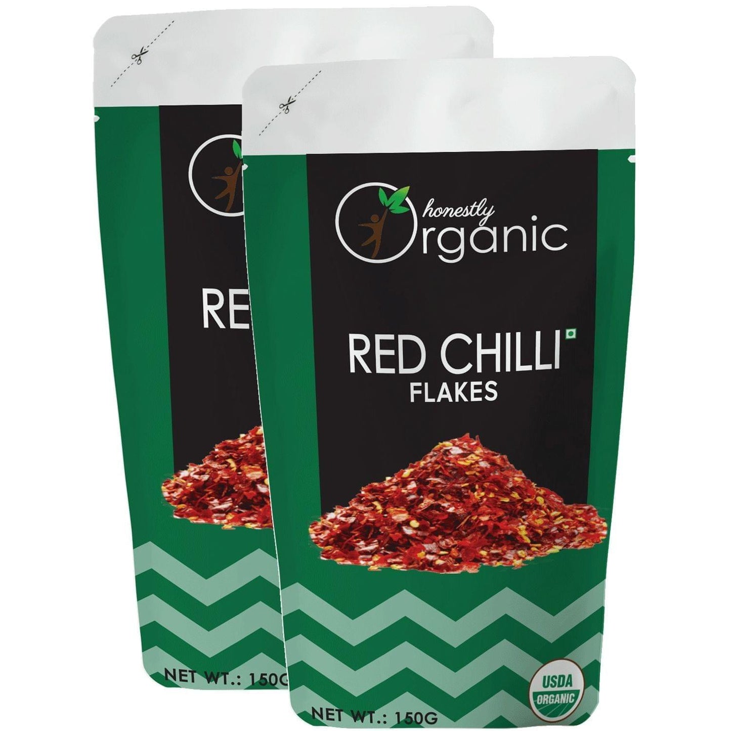 D-Alive Honeslty Organic Dried Red Chilli Flakes Seasoning / Mirchee ke Parat (USDA Certified, 100% Pure & Natural) - 150g (Pack of 2)