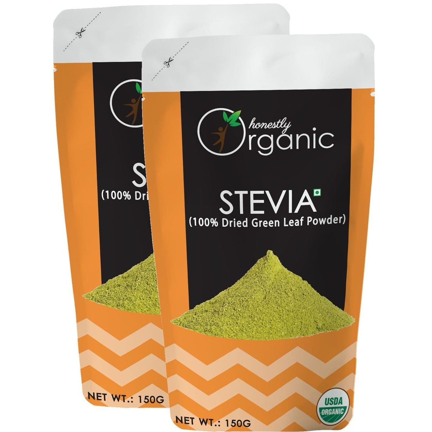 D-Alive Honeslty Organic Stevia Leaf Powder/ Natural Sugar Replacement/ Dried Green Leaf Powder (0 Calories, 0 Carbs, USDA Organic Certified, 100% Pure & Natural) - 150g (Pack of 2)