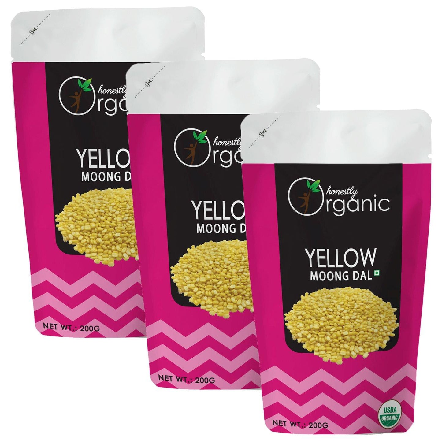 D-Alive Honestly Organic Yellow Moong Dal - 200g (Pack of 3)